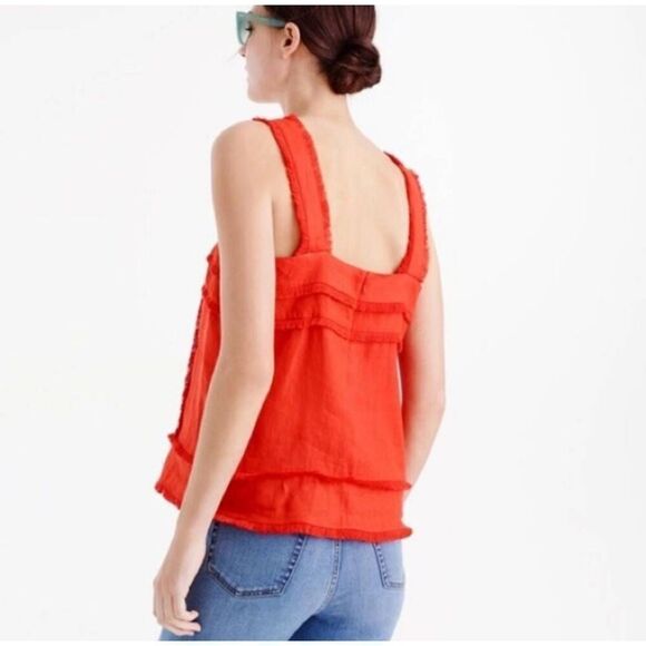 J Crew Black Label Tank Top Red Orange Size 2 - Picture 2 of 8